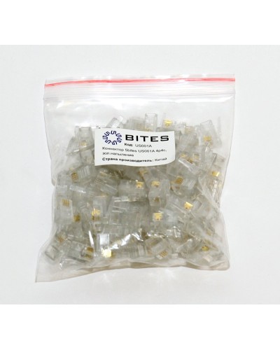 US010A (100шт). Телефонный разъем 4P4C (RJ-11). 5bites в Арзамасе