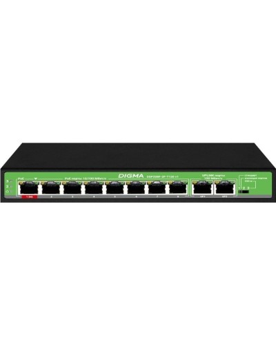 DSP208F-2F-T120 DSP208F-2F-T120 V1 (L2) 10х100Мбит/с 8PoE 8PoE+ 120W. Коммутатор с питанием по PoE. Digma в Арзамасе