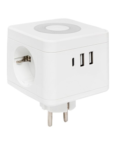 Тройник Куб 2 гнезда 2USB 2,4А+Type C + Ночник. Тройник Куб. EKF в Арзамасе
