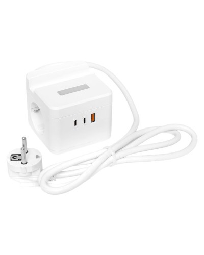 Удлинитель Куб 2 гнезда USB + 2Type C с быстрой зарядкой, подставкой под телефон и ночником 1,3 метра 1мм2. Удлинитель Куб. EKF в Арзамасе