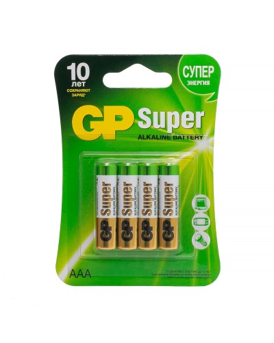GP Super Alkaline 24A AAA (GP 24A-2CR4), упак. 4 шт. БЛИСТЕР. Алкалиновые батарейки. GP Batteries в Арзамасе