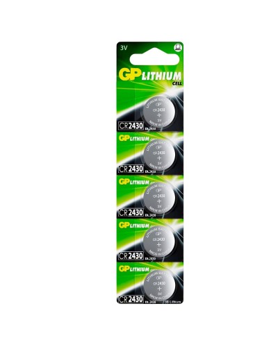 GP Lithium CR2430 (GP CR2430-2C5 100/1000), упак. 5 шт. БЛИСТЕР. Литиевые дисковые батарейки. GP Batteries в Арзамасе