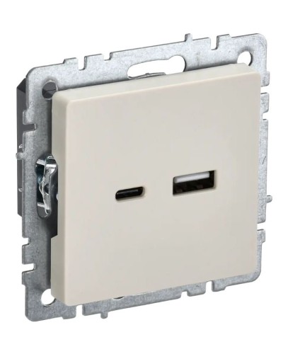 Розетка USB A+C 18Вт РЮ11-1-БрКр бежевый BRITE (BR-U22-018-K10). Розетка USB. IEK в Арзамасе
