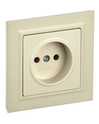 Розетка без з/к РС10-1-0-БрКр бежевый BRITE (BR-R10-10-K10). Розетка без заземления без защитных шторок. IEK в Арзамасе
