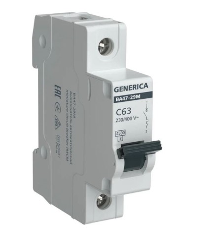 GENERICA ВА47-29М 1P C 63А 4,5кА (MVA21-1-063-C-G). Автоматический выключатель. IEK в Арзамасе