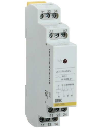 Реле промежуточное модульное OIR 3 контакта 16А 230В AC (OIR-316-AC230V). Реле промежуточное модульное. IEK в Арзамасе