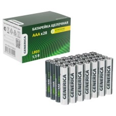 Батарейка Alkaline LR03/AAA GENERICA (28 шт) (ABT-LR03-ST-B28-G). Батарейка щелочная. IEK