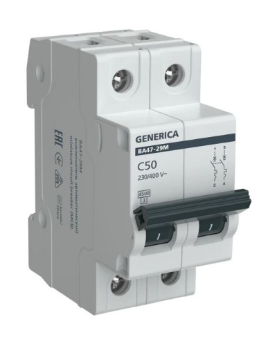 GENERICA ВА47-29М 2P C 50А 4,5кА (MVA21-2-050-C-G). Автоматический выключатель. IEK в Арзамасе