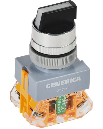 Переключатель D7-20X3 на 3 положения черный GENERICA (BSW50-20X3-3-21-3-K02-G). Переключатель. IEK в Арзамасе