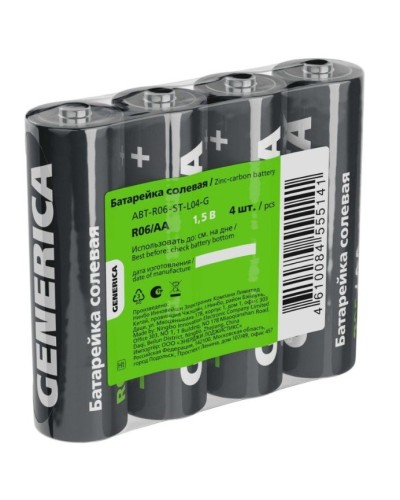 Батарейка солевая R06/AA GENERICA (4 шт) (ABT-R06-ST-L04-G). Батарейка солевая. IEK в Арзамасе