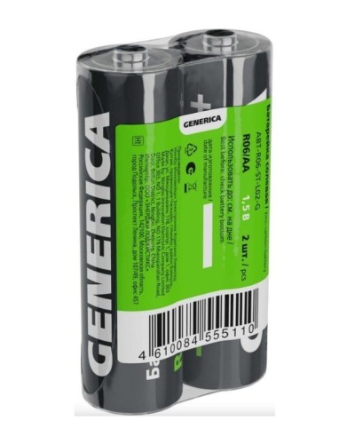 Батарейка солевая R06/AA GENERICA (2 шт) (ABT-R06-ST-L02-G). Батарейка солевая. IEK в Арзамасе