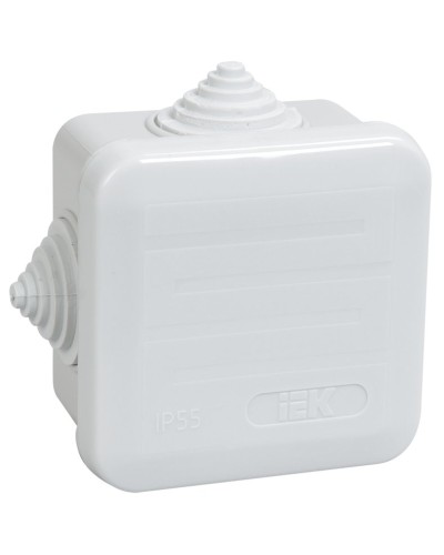 Коробка распаячная КМ41236 70х70х40 открытой проводки IP44 4 гермоввода серая (UKOZ11-070-070-040-K41-44). Коробка распаячная безгалогенная (HF) с защелкивающейся крышкой. IEK в Арзамасе