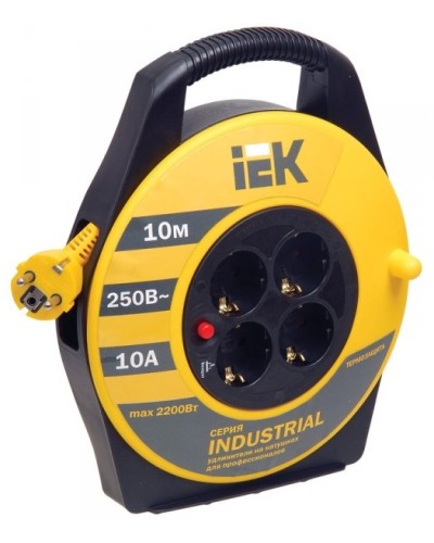 УК10 4 места, 10м (WKP14-10-04-10). Удлинитель на катушке Industrial. IEK в Арзамасе