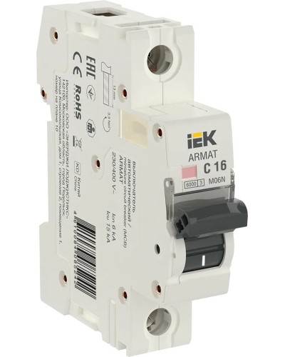 M06N 1P C 16А 6кА ARMAT (AR-M06N-1-C016). Автоматический выключатель. IEK в Арзамасе