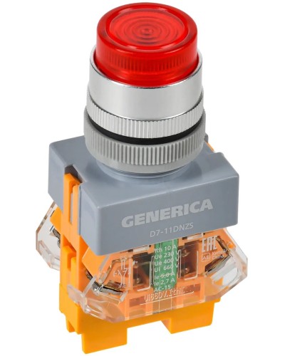 Кнопка D7-11DNZS d=22мм красная GENERICA (BBT50-11DNZS-3-11-K04-G). Кнопка управления с подсветкой и фиксацией. IEK в Арзамасе