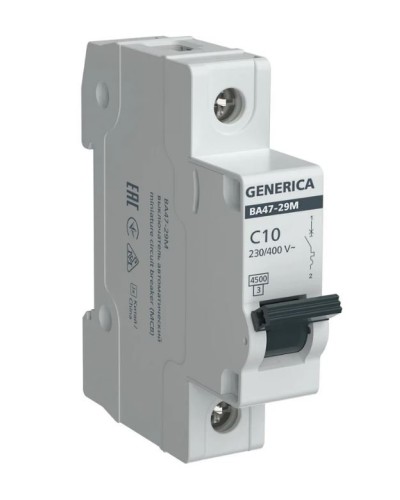 GENERICA ВА47-29М 1P C 10А 4,5кА (MVA21-1-010-C-G). Автоматический выключатель. IEK в Арзамасе