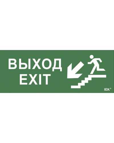Самоклеящаяся этикетка Выход/лестница вниз/фигура для ССА (LPC10-1-35-13-VLVNF). Самоклеящаяся этикетка 240х90 мм. IEK в Арзамасе