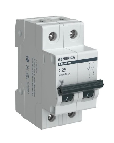 GENERICA ВА47-29М 2P C 25А 4,5кА (MVA21-2-025-C-G). Автоматический выключатель. IEK в Арзамасе