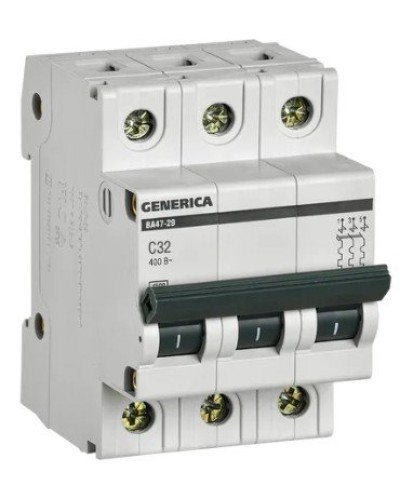 GENERICA ВА47-29 3P C 32А 4,5кА (MVA25-3-032-C). Автоматический выключатель. IEK в Арзамасе