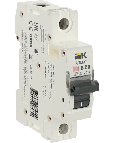 M06N 1P B 20А 6кА ARMAT (AR-M06N-1-B020). Автоматический выключатель. IEK в Арзамасе