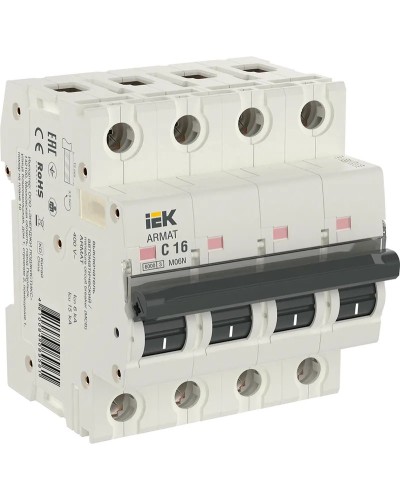 M06N 4P C 16А 6кА ARMAT (AR-M06N-4-C016). Автоматический выключатель. IEK в Арзамасе