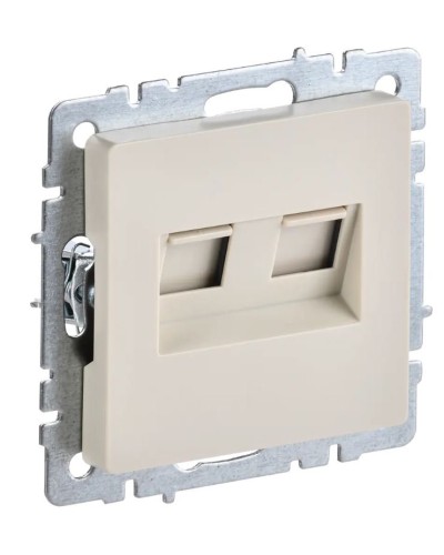 Розетка RJ11+RJ45 РК/Т12-БрКр бежевый BRITE (BR-KT20-O-1-K10). Розетка двойная. IEK в Арзамасе