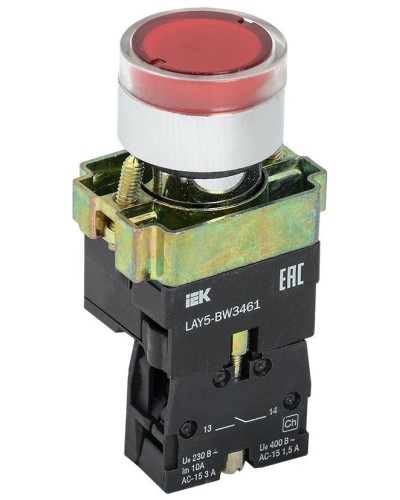 Кнопка LAY5-BW3461 с подсветкой красный 1з (BBT50-BW-K04). Кнопка с подсветкой. IEK в Арзамасе