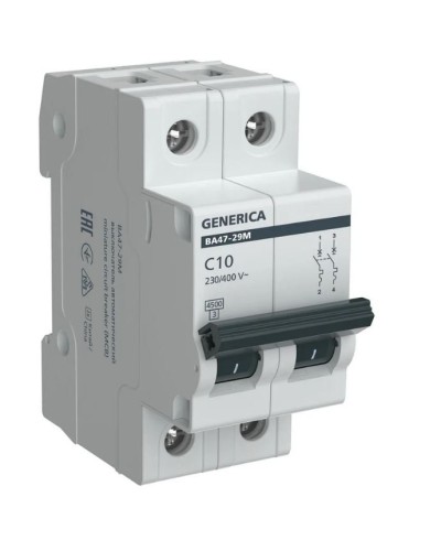 GENERICA ВА47-29М 2P C 10А 4,5кА (MVA21-2-010-C-G). Автоматический выключатель. IEK в Арзамасе