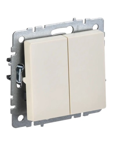 Выключатель 2-клавишный проходной ВС10-2-6-БрКр бежевый BRITE (BR-V22-0-10-K10). Выключатель. IEK в Арзамасе