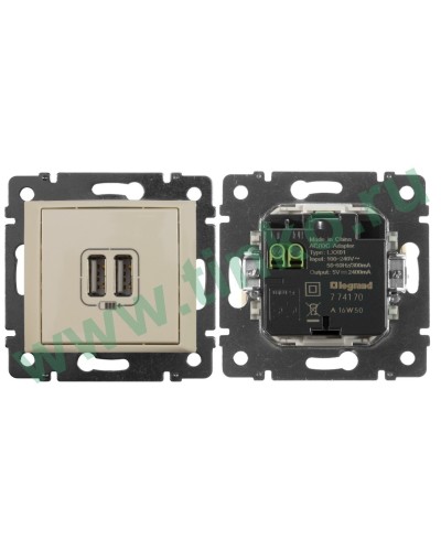 Розетка Valena двойная, USB, слоновая кость (774170). Розетка. LegranD в Арзамасе