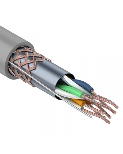 SF/UTP, CAT 5e, PVC, 4PR, 24AWG, INDOOR, STRANDED, серый, 305м, REXANT (01-0343). Кабель «витая пара» (LAN) для структурированных систем связи. Rexant в Арзамасе