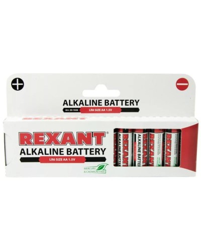 Алкалиновая батарейка AA/LR6 1,5 V 12 шт. REXANT (30-1026). Элемент питания. Rexant в Арзамасе