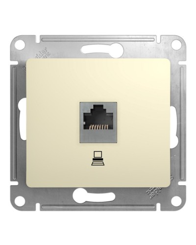 Glossa розетка RJ45 1-местная, кат. 5Е, скрытой установки, механизм, бежевый (GSL000281K). Розетка компьютерная. Systeme Electric в Арзамасе