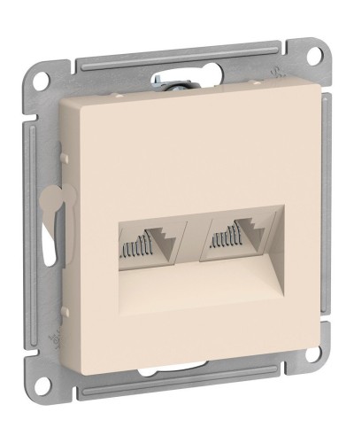 AtlasDesign розетка RJ45+RJ45, 2-местная, скрытой установки, механизм, бежевый (ATN000285). Розетка компьютерная. Systeme Electric в Арзамасе