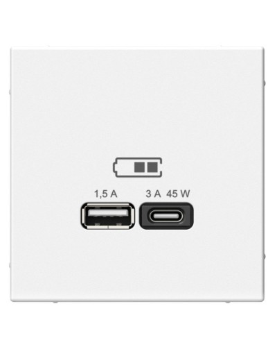 ArtGallery розетка USB тип-A+C 45Вт, скрытой установки, механизм, белый (GAL000129). Розетка USB. Systeme Electric в Арзамасе