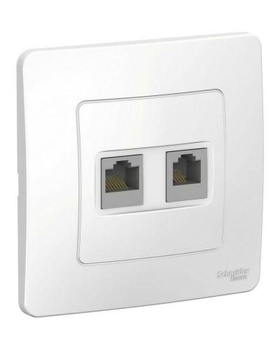BLANCA розетка RJ45+RJ11 2-местная, кат. 5Е, скрытой установки, белый (BLNIS045111). Розетка компьютерная + телефонная. Systeme Electric в Арзамасе