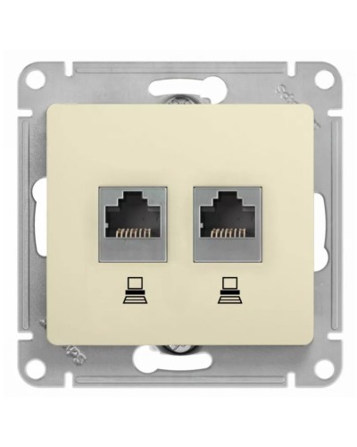 Glossa розетка RJ11+RJ45, 2-местная, кат. 5Е, скрытой установки, механизм, бежевый (GSL000285). Розетка компьютерная + телефонная. Systeme Electric в Арзамасе