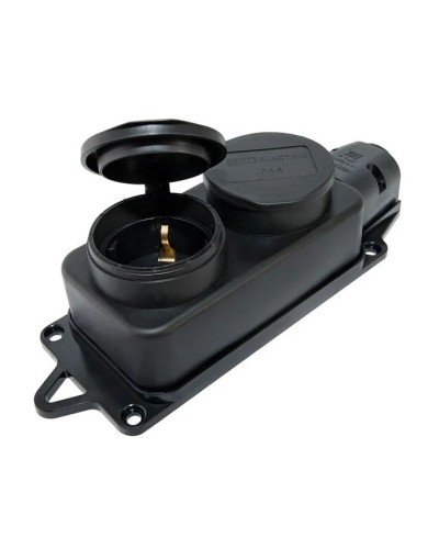 Розетка двухместная 2Р+РЕ 16А 250В IP44 (SQ0612-0010). Розетка двухместная с заглушками каучук. TDM ЕLECTRIC в Арзамасе