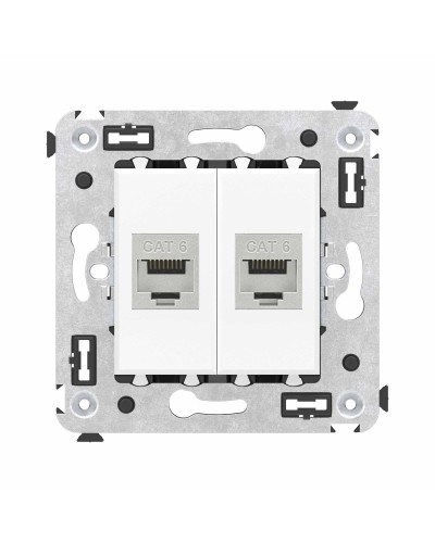 Розетка RJ-45 в стену, кат.6E, Avanti, двойная, белое облако (4400794). Розетка компьютерная модульная. ДКС в Арзамасе