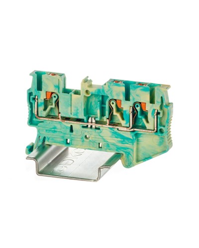 Клемма заземления, 3 точки подключения, 2.5 кв.мм (VPR-2.5-TWIN-PE-YG). Клемма заземления, зажим push-in. ДКС в Арзамасе
