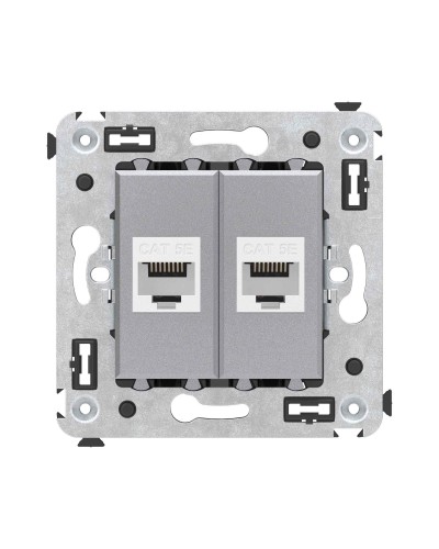 Розетка RJ-45 в стену, кат.5E, Avanti, двойная, закаленная сталь (4404664). Розетка компьютерная. ДКС в Арзамасе