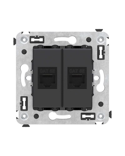 Розетка RJ-45 в стену, кат.5E, Avanti, двойная, черный матовый (4412664). Розетка компьютерная. ДКС в Арзамасе