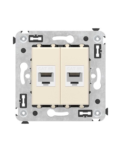 Розетка RJ-45 в стену, кат.5E, Avanti, двойная, ванильная дымка (4405664). Розетка компьютерная. ДКС в Арзамасе