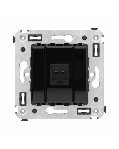 Розетка RJ-45 в стену, кат.6E, Avanti, одинарная, черный квадрат (4402693). Розетка компьютерная. ДКС в Арзамасе