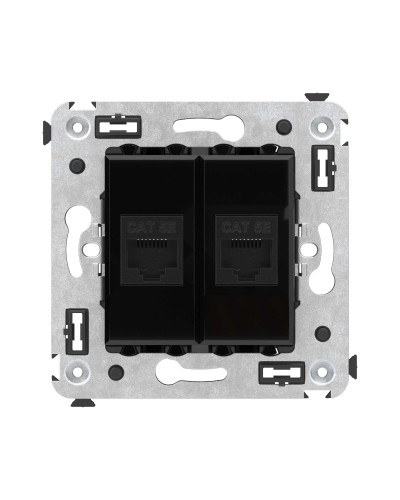 Розетка RJ-45 в стену, кат.5E, Avanti, двойная, черный квадрат (4402664). Розетка компьютерная. ДКС в Арзамасе