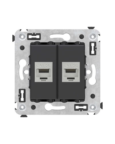 Розетка RJ-45 в стену, кат.6E, Avanti, двойная, черная матовая (4412764). Розетка компьютерная. ДКС в Арзамасе