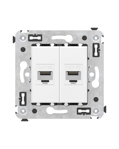 Розетка RJ-45 в стену, кат.5E, Avanti, двойная, белое облако (4400664). Розетка компьютерная. ДКС в Арзамасе