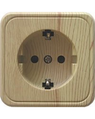 Розетка одинарная открытой установки с з/к, сосна, LK Standard (813225). Розетка с заземляющими контактами и защитными шторками. Экопласт в Арзамасе