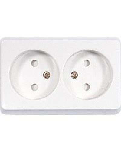 Розетка двойная открытой установки без з/к, белый, LK Standard (813604). Розетка без заземляющих контактов с защитными шторками. Экопласт в Арзамасе
