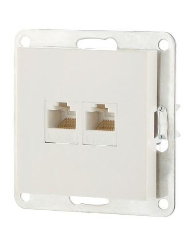 Розетка 2xRJ-45 кат.5е с накладкой, белый LK80 (846204-1). Розетка компьютерная двойная. Экопласт в Арзамасе